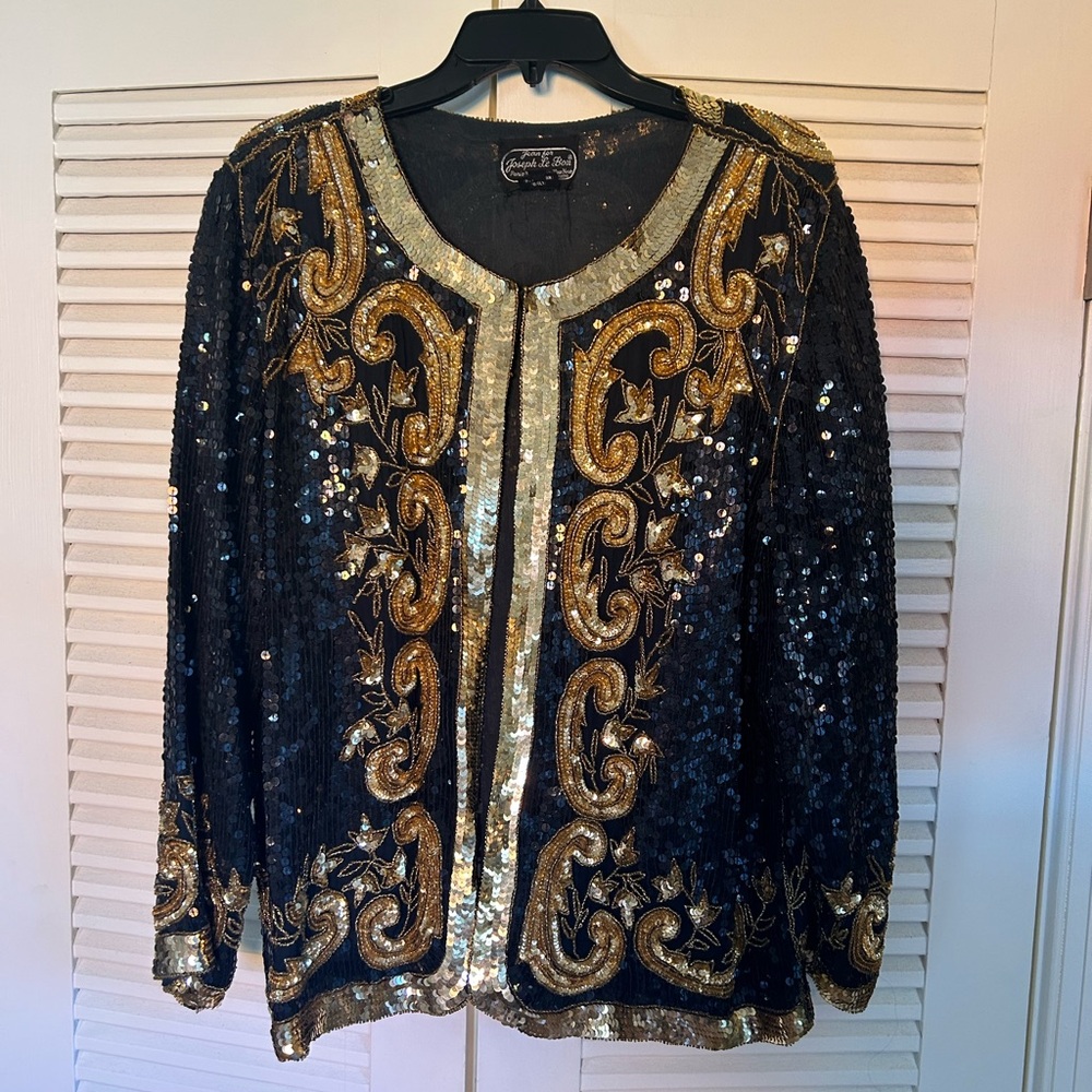 Vintage black and gold sequin jacket